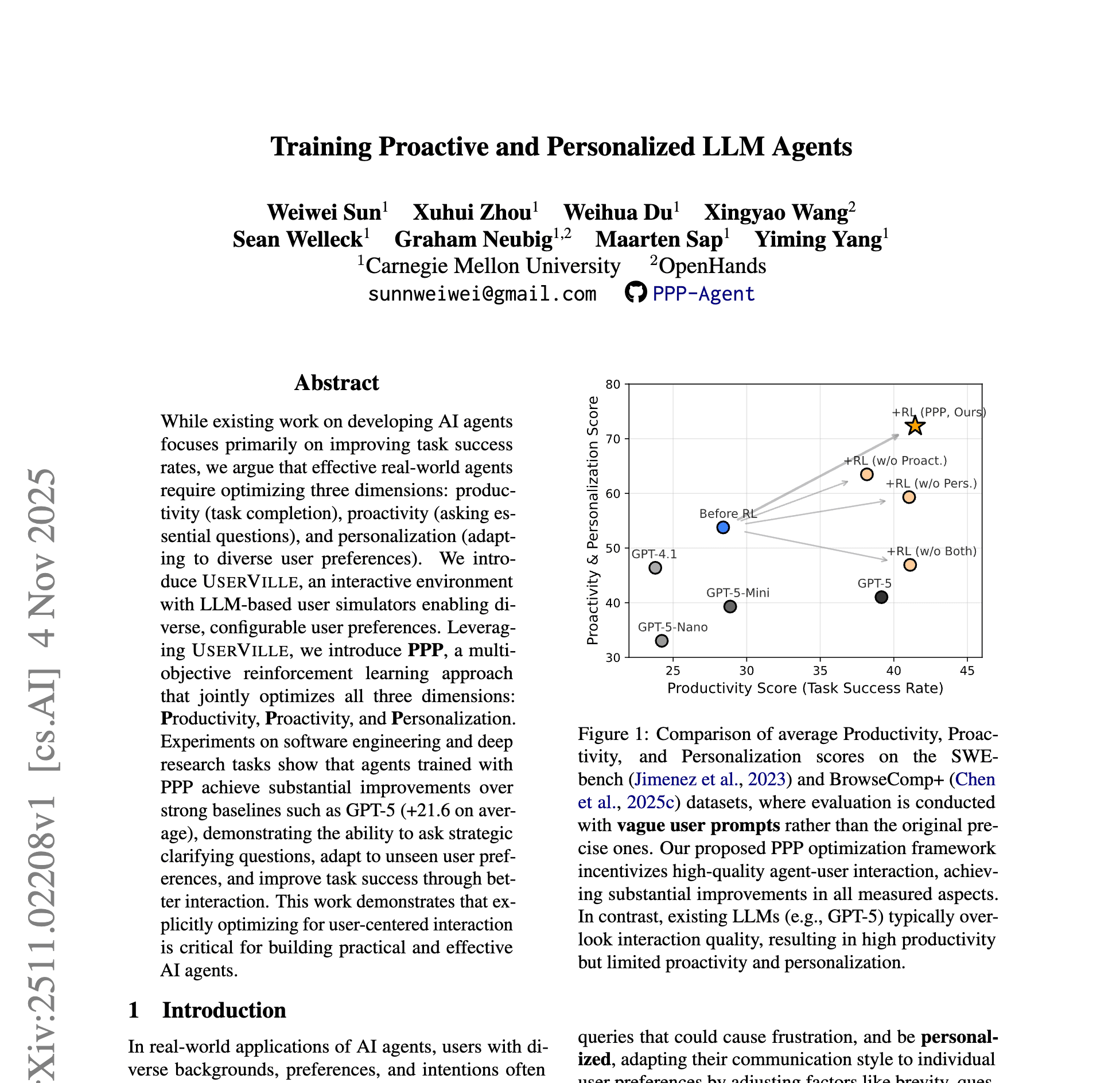 Training Proactive and Personalized LLM Agents